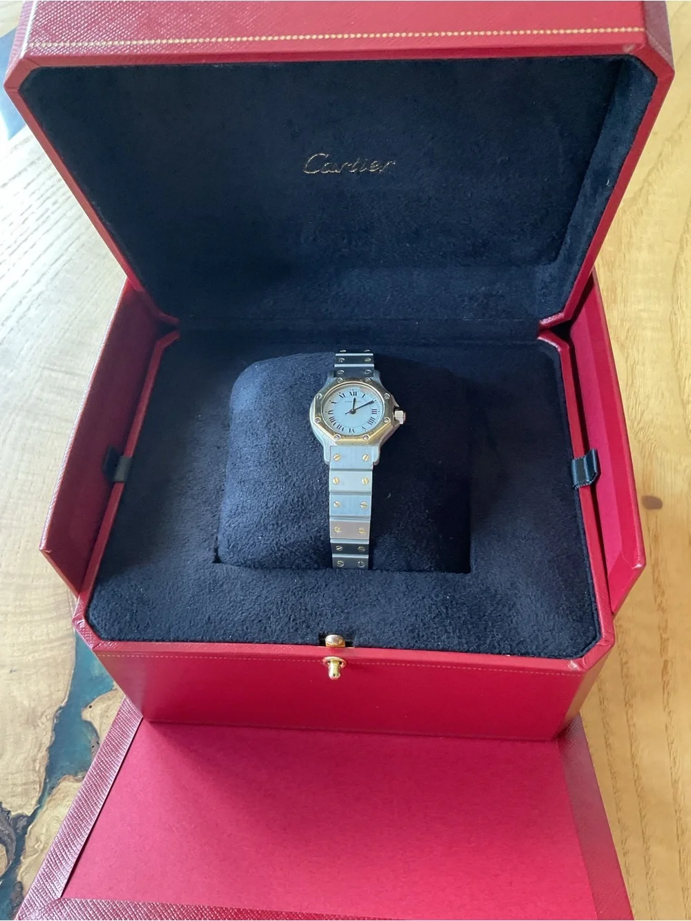 Cartier Two-Tone Silver and 18k Gold Santos Women's Watch - Picture 2 of 11